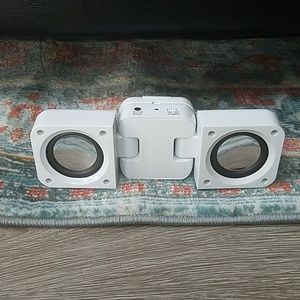 White portable speakers